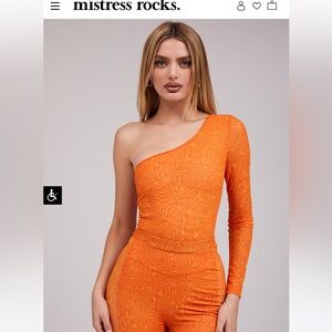 Mistress Rocks Orange One-Shoulder Jumpsuit